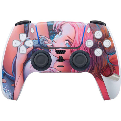 Pink Hair Anime Gamer Girl by Ivy Dolamore PS5 Pro Bundle Skin