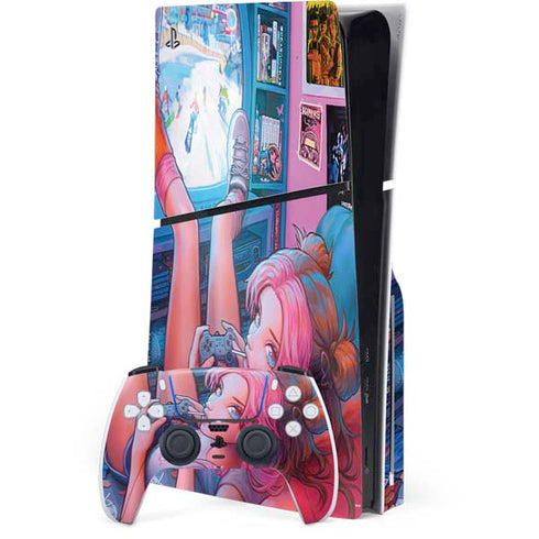 Pink Hair Anime Gamer Girl by Ivy Dolamore PlayStation PS5 Skins