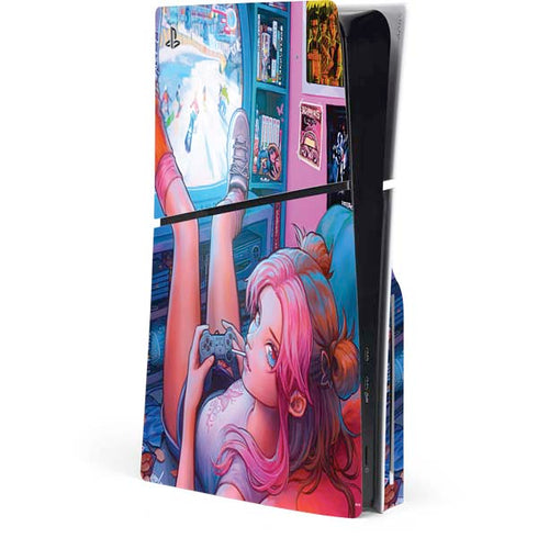 Pink Hair Anime Gamer Girl by Ivy Dolamore PlayStation PS5 Skins