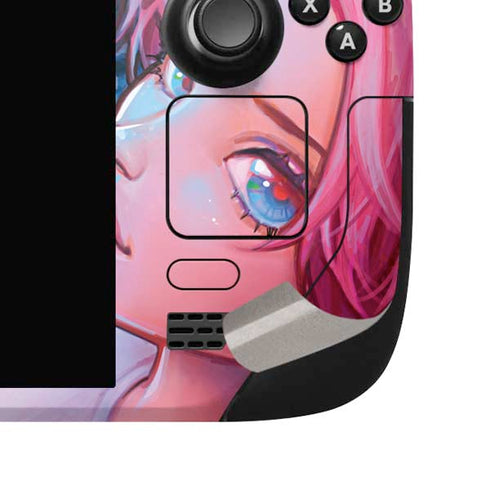 Pink Hair Anime Gamer Girl by Ivy Dolamore Steam Deck Handheld Gaming Computer OLED Skin