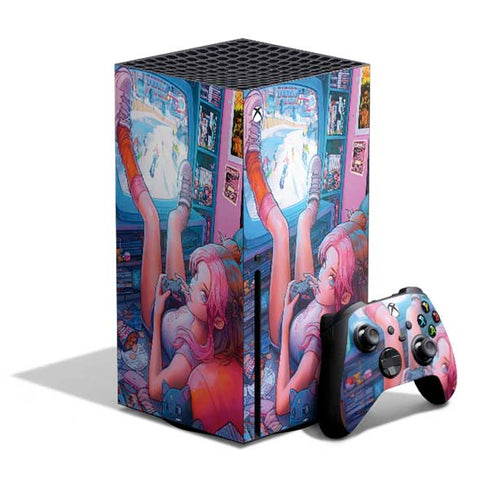Pink Hair Anime Gamer Girl by Ivy Dolamore Xbox Series X Skins