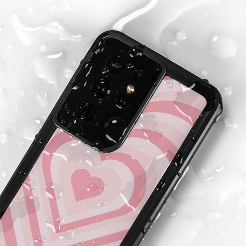 Pink Heart Pattern Galaxy S24 Ultra Waterproof Case