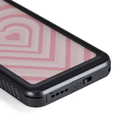 Pink Heart Pattern Galaxy S24 Waterproof Case