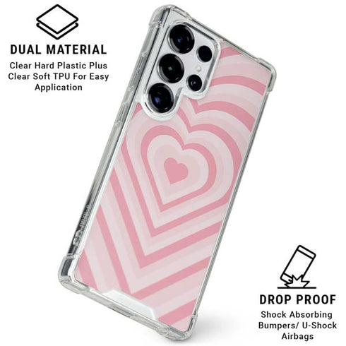 Pink Heart Pattern Galaxy S26 Ultra Clear Case