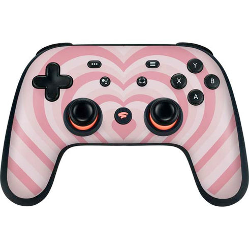 Pink Heart Pattern Google Stadia Controller Skin