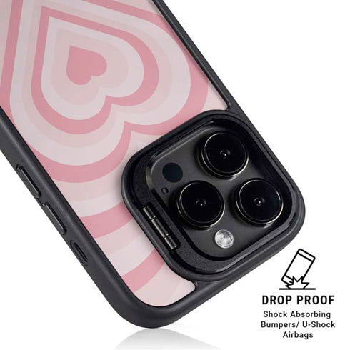 Pink Heart Pattern iPhone 14 Pro Kickstand Case