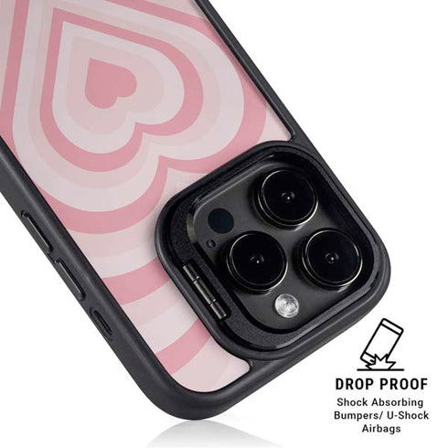 Pink Heart Pattern iPhone 14 Pro Max Kickstand Case