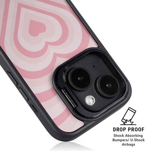 Pink Heart Pattern iPhone 15 Kickstand Case