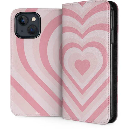 Pink Heart Pattern iPhone 15 Plus Folio Case