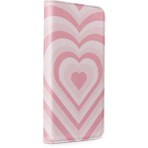 Pink Heart Pattern iPhone 15 Plus Folio Case