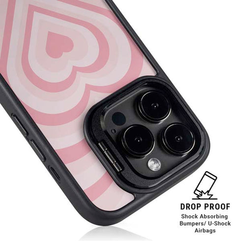 Pink Heart Pattern iPhone 15 Pro Kickstand Case