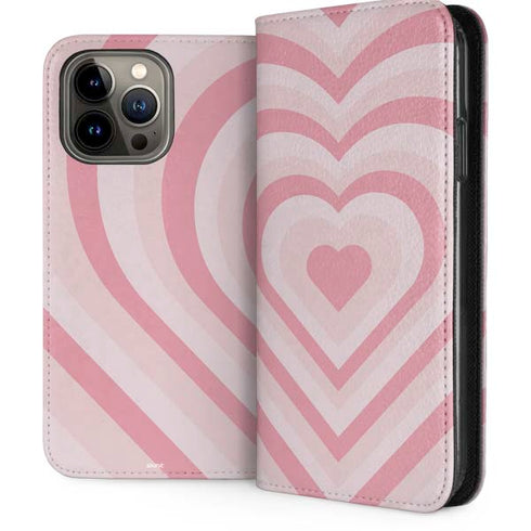 Pink Heart Pattern iPhone 15 Pro Max Folio Case