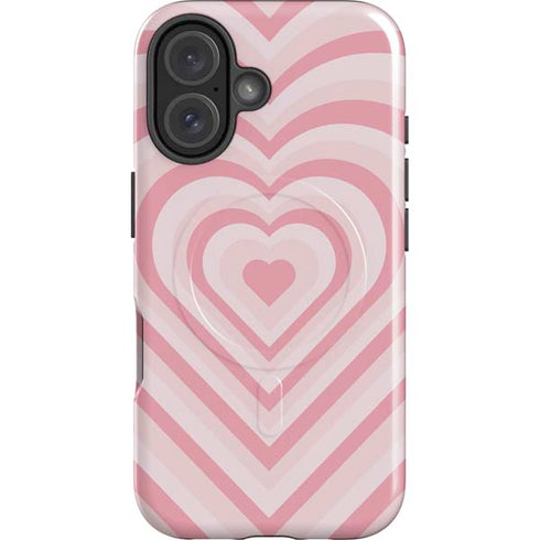 Pink Heart Pattern iPhone 16 Magsafe Impact Case