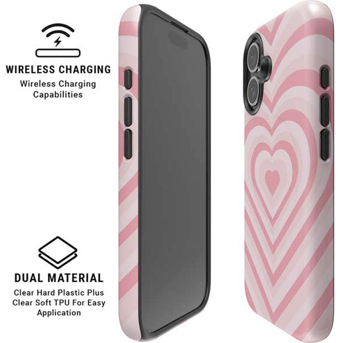 Pink Heart Pattern iPhone 16 Magsafe Impact Case