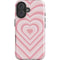 Pink Heart Pattern iPhone 16 Plus Impact Case