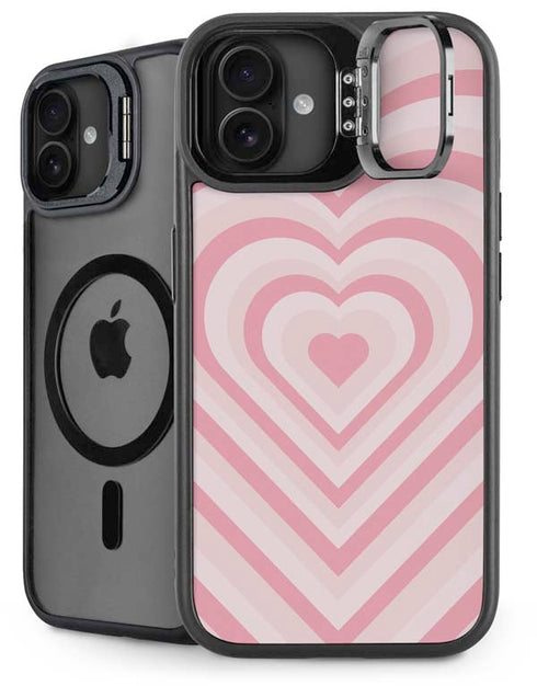 Pink Heart Pattern iPhone 16 Plus Kickstand Case