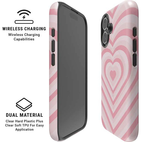 Pink Heart Pattern iPhone 16 Plus Magsafe Impact Case
