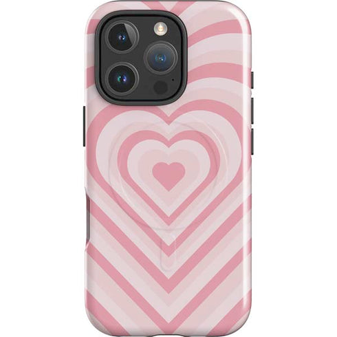 Pink Heart Pattern iPhone 16 Pro Magsafe Impact Case