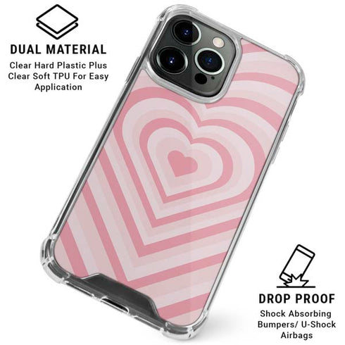 Pink Heart Pattern iPhone 16 Pro Max Clear Case