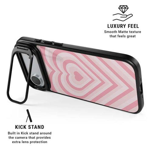 Pink Heart Pattern iPhone 17 Air Kickstand Case