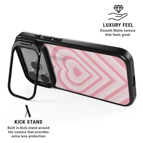 Pink Heart Pattern iPhone 17 Pro Kickstand Case