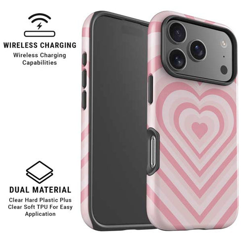 Pink Heart Pattern iPhone 17 Pro Magsafe Impact Case