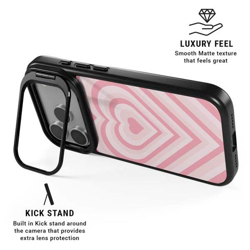 Pink Heart Pattern iPhone 17 Pro Max Kickstand Case