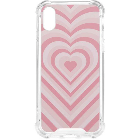 Pink Heart Pattern iPhone XS Clear Case