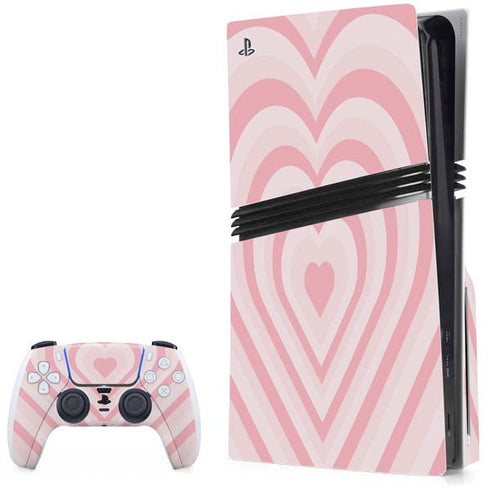 Pink Heart Pattern PS5 Pro Disk Bundle Skin