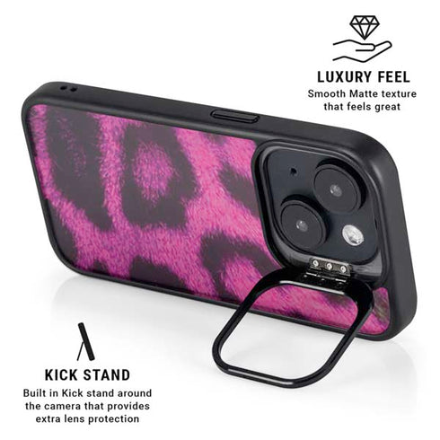Pink Leopard Spots iPhone 14 Kickstand Case