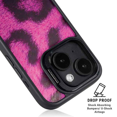 Pink Leopard Spots iPhone 14 Kickstand Case