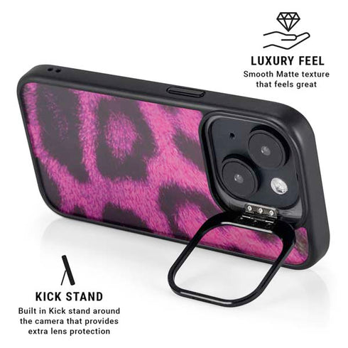 Pink Leopard Spots iPhone 14 Plus Kickstand Case