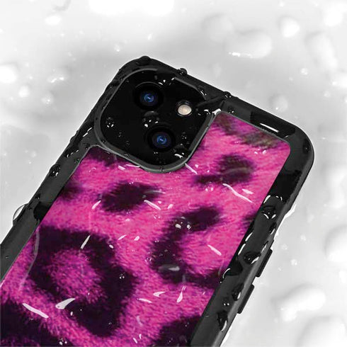 Pink Leopard Spots iPhone 15 Plus Waterproof Case