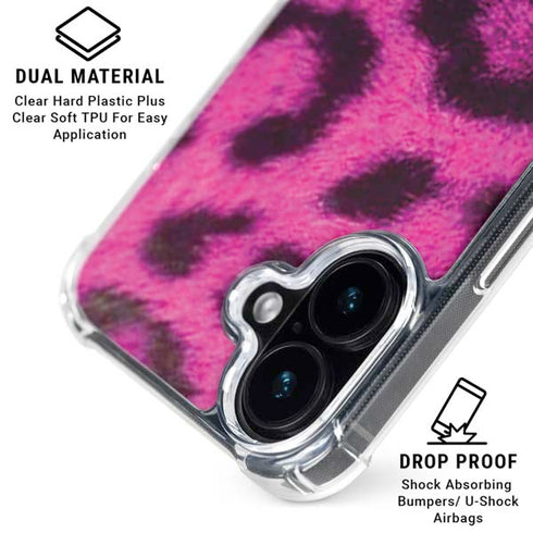 Pink Leopard Spots iPhone 16 Plus Clear Case