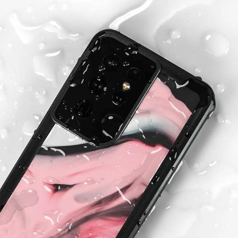 Pink Marble Ink Galaxy S24 Ultra Waterproof Case