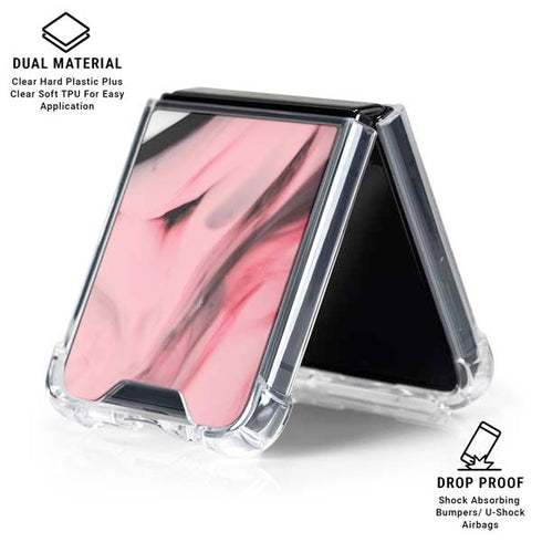 Pink Marble Ink Galaxy Z Flip7 Clear Case