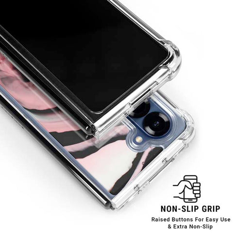 Pink Marble Ink Galaxy Z Fold6 Clear Case
