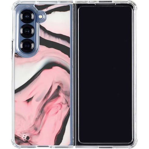Pink Marble Ink Galaxy Z Fold7 Clear Case