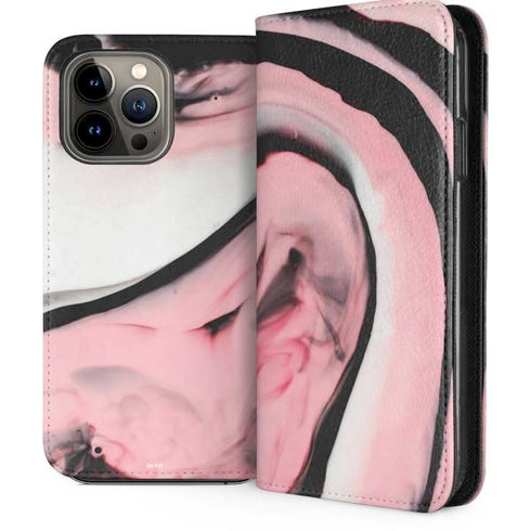 Pink Marble Ink iPhone 14 Pro Max Folio Case