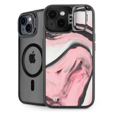 Pink Marble Ink iPhone 15 Plus Kickstand Case
