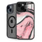 Pink Marble Ink iPhone 15 Plus Kickstand Case