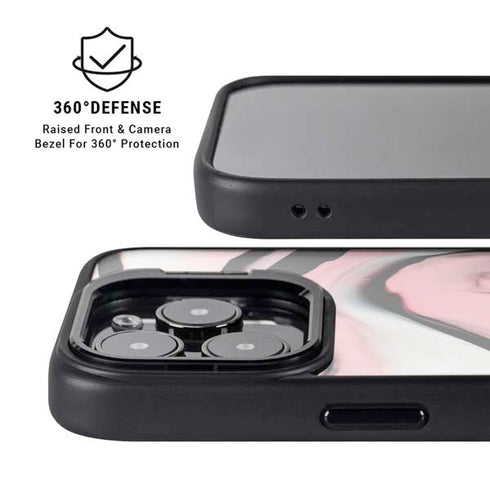 Pink Marble Ink iPhone 15 Pro Kickstand Case