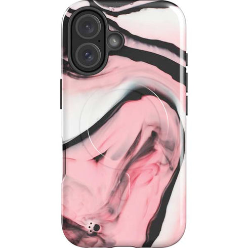 Pink Marble Ink iPhone 16 Magsafe Impact Case