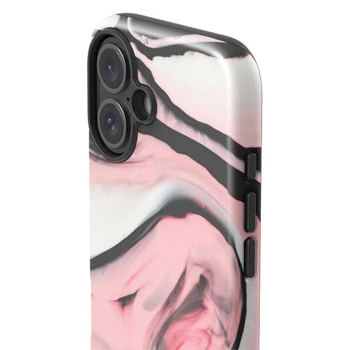 Pink Marble Ink iPhone 16 Plus Impact Case