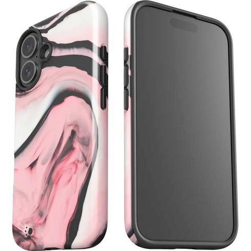 Pink Marble Ink iPhone 16 Plus Impact Case