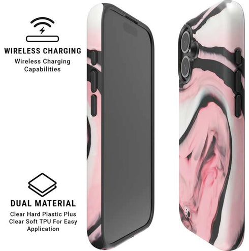 Pink Marble Ink iPhone 16 Plus Magsafe Impact Case