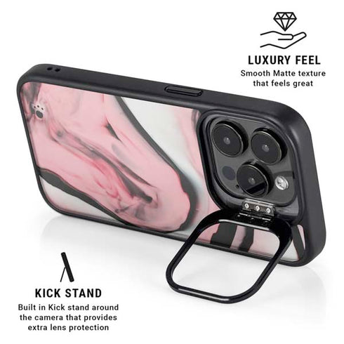 Pink Marble Ink iPhone 16 Pro Max Kickstand Case