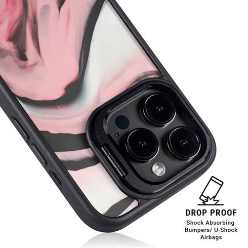 Pink Marble Ink iPhone 16 Pro Max Kickstand Case