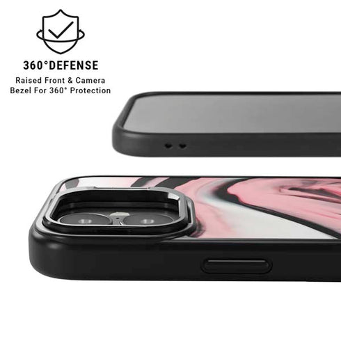 Pink Marble Ink iPhone 17 Kickstand Case
