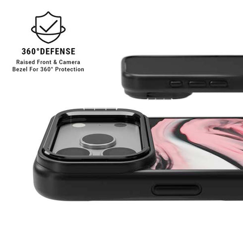 Pink Marble Ink iPhone 17 Pro Kickstand Case